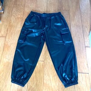 NWT women’s size Large pleather cargo pants.